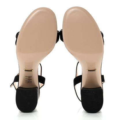 Gucci Kid Scamosciato GG Marmont Ankle Wrap 75mm Sandals 41 Black 6 of 9