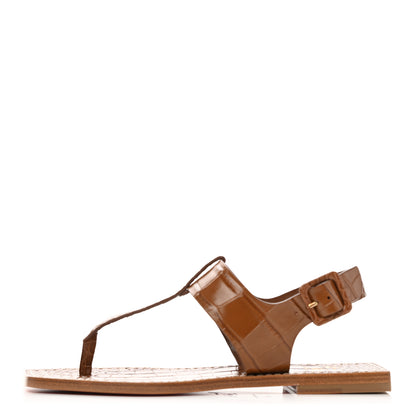 Christian Louboutin Calfskin Crocodile Embossed Cubongo Sandals 36 Light Brown 1 of 7