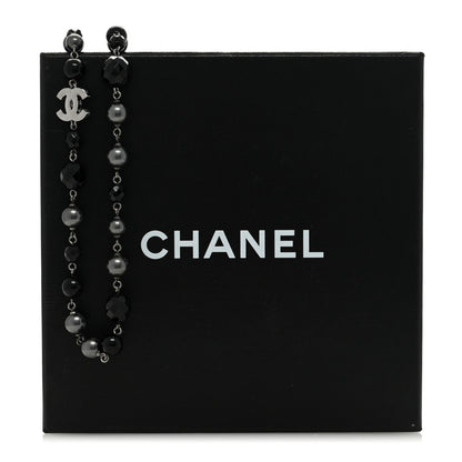 Chanel Ruthenium Pearl Beaded CC Long Necklace Black 4 of 5