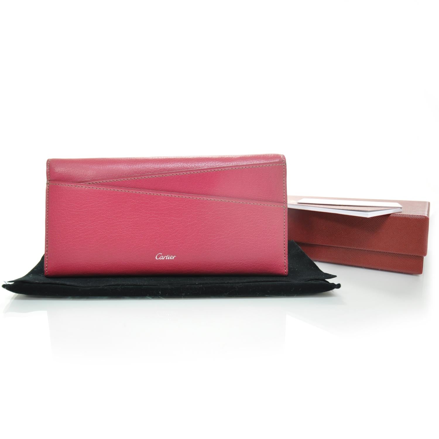 Cartier Goatskin Leather Les Must Long Slim Wallet Fuchsia 2 of 7