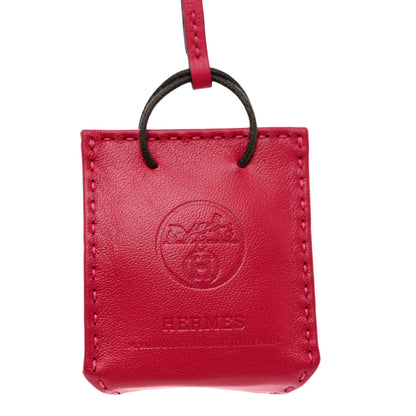 Hermes Milo Lambskin Swift Shopping Bag Charm Rose Mexico 3 of 4