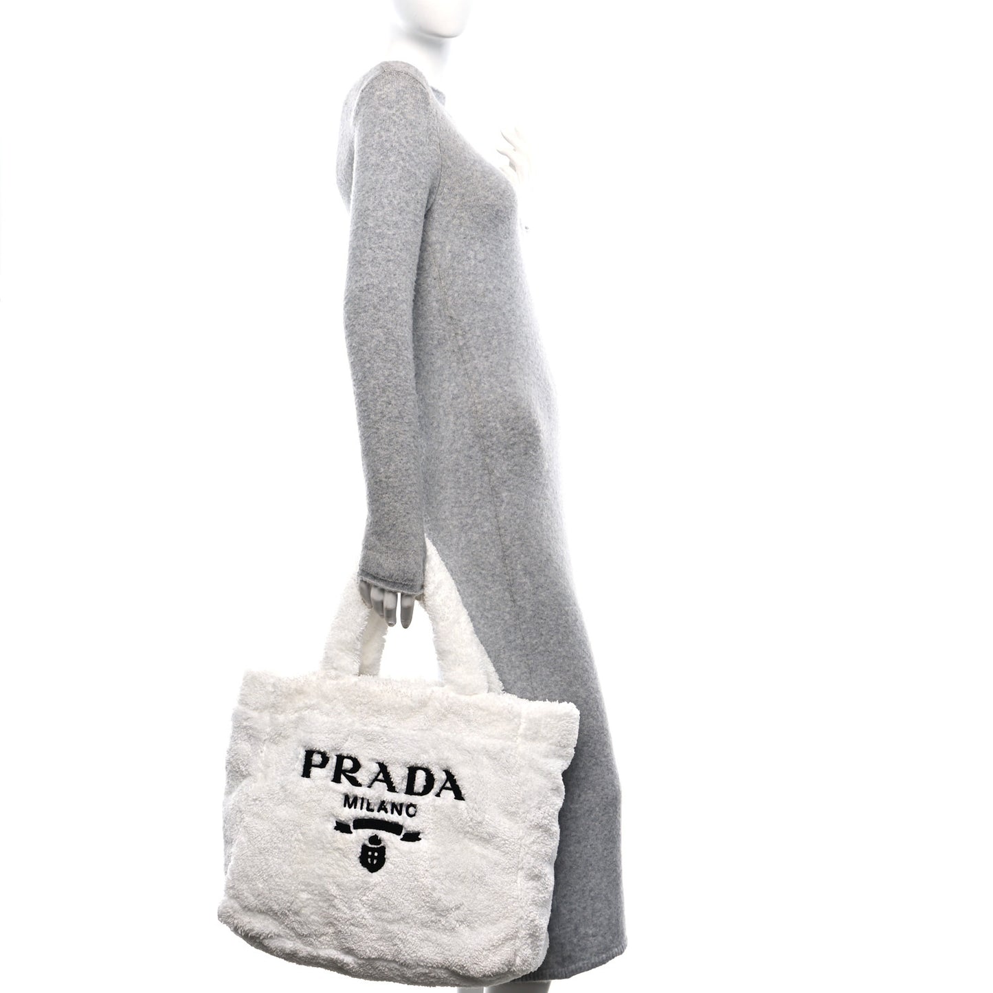 Terry Cloth Tote Bag White Black