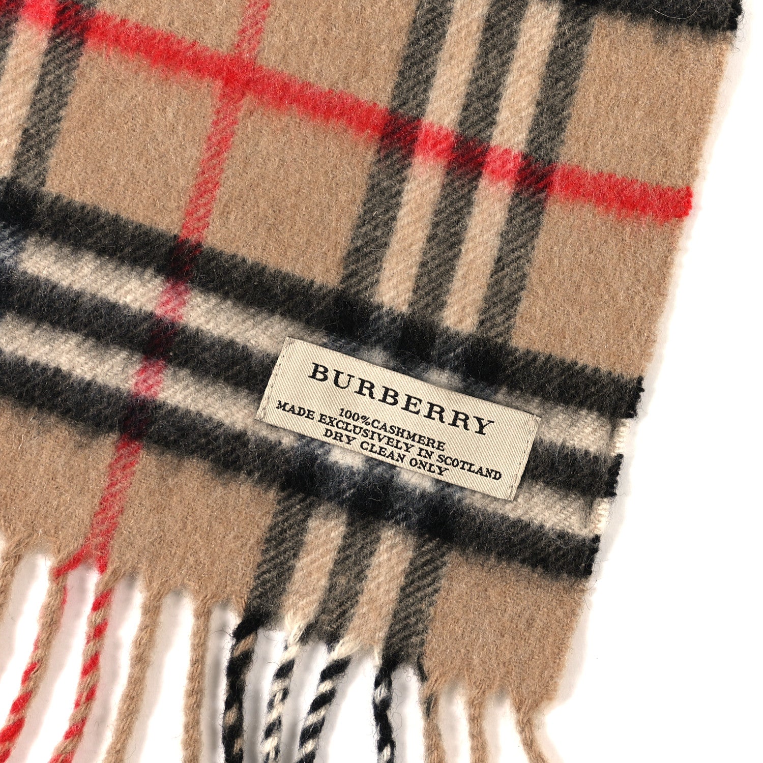 Burberry Cashmere House Check Fringe Scarf Camel 3 of 4