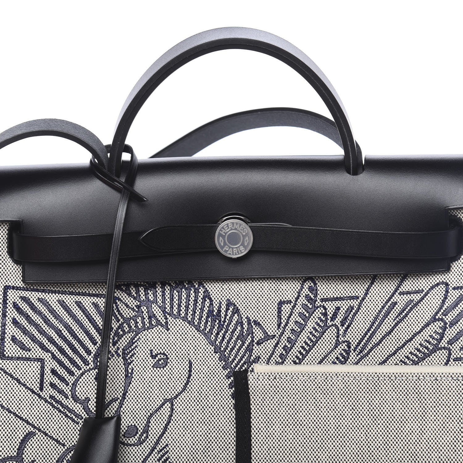 Hermes Vache Hunter Toile H Pegase Pop Herbag Zip Retourne 31 PM Bleu Indigo Ecru Black 9 of 11