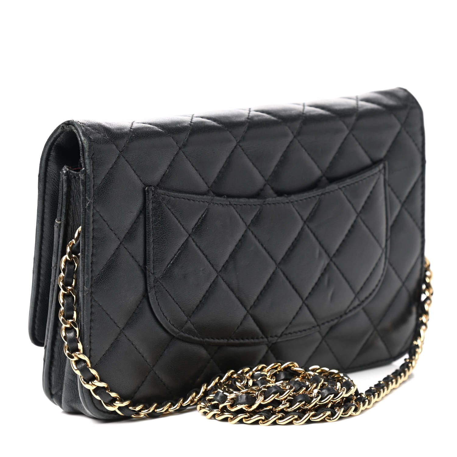 Chanel Lambskin Quilted Wallet On Chain WOC Black 3 of 15