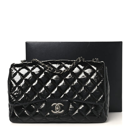 Chanel Crinkled Patent Quilted Jumbo Single Flap Black 11 of 11