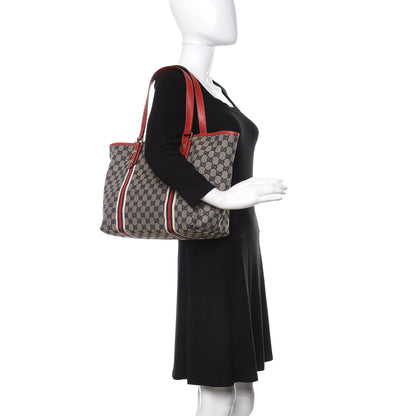 Gucci Monogram Large Jolicoeur Tote Navy Red 2 of 10