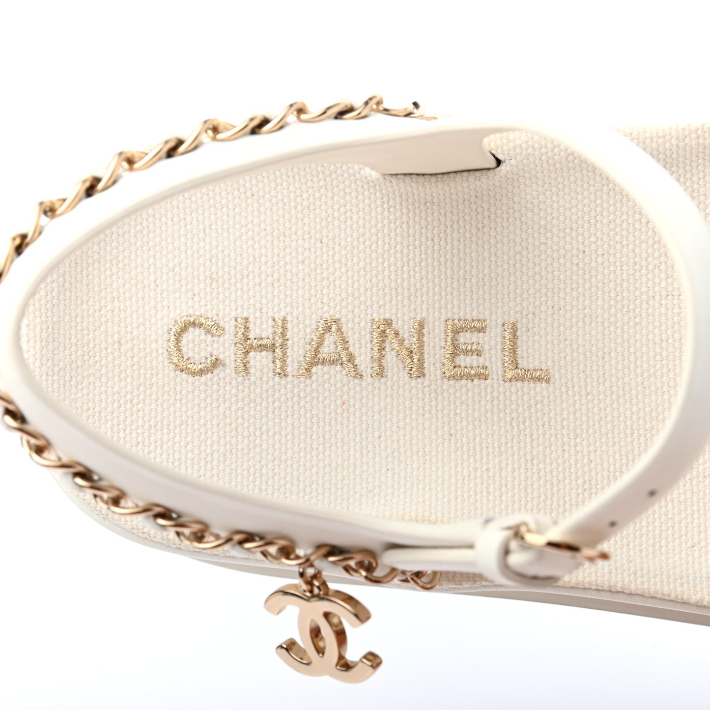 Calfskin Chain Platform Sandals 37 White