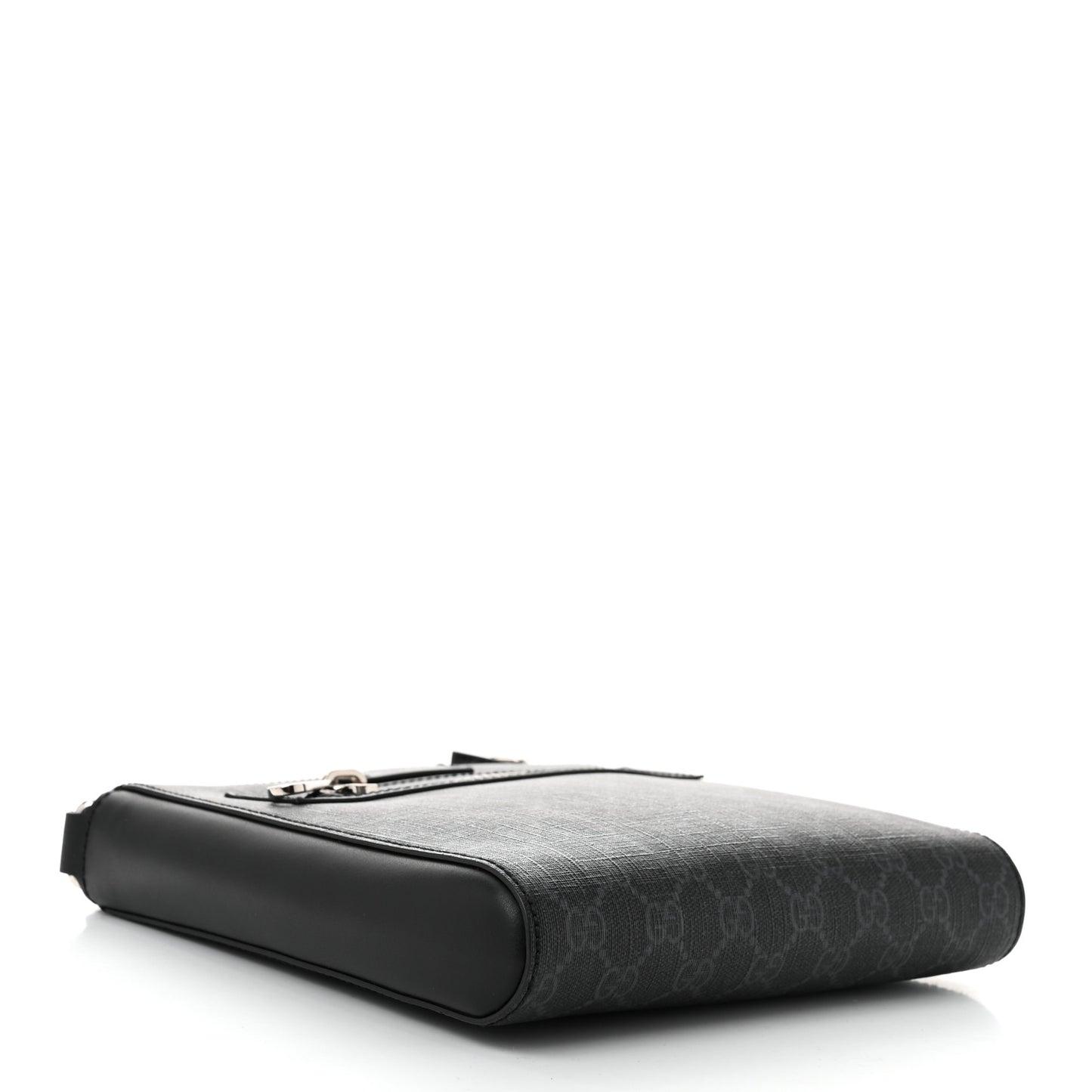 GG Supreme Monogram Web Small Flat Messenger Bag Black Grey