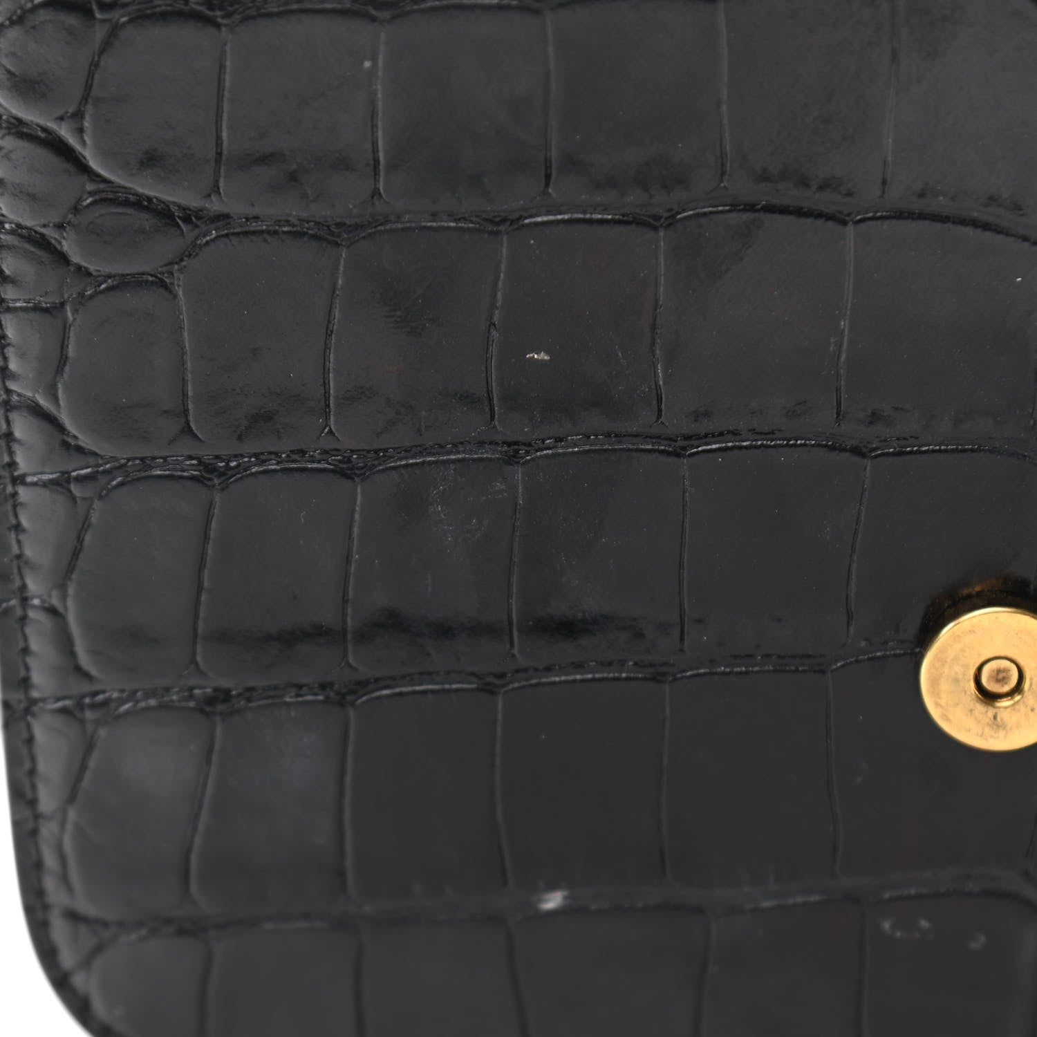 Balenciaga Shiny Calfskin Crocodile Embossed Small B Bag Black 11 of 12
