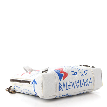 Balenciaga Agneau Graffiti All Over Classic Hardware Reporter XS White Bleu Rouge 4 of 9