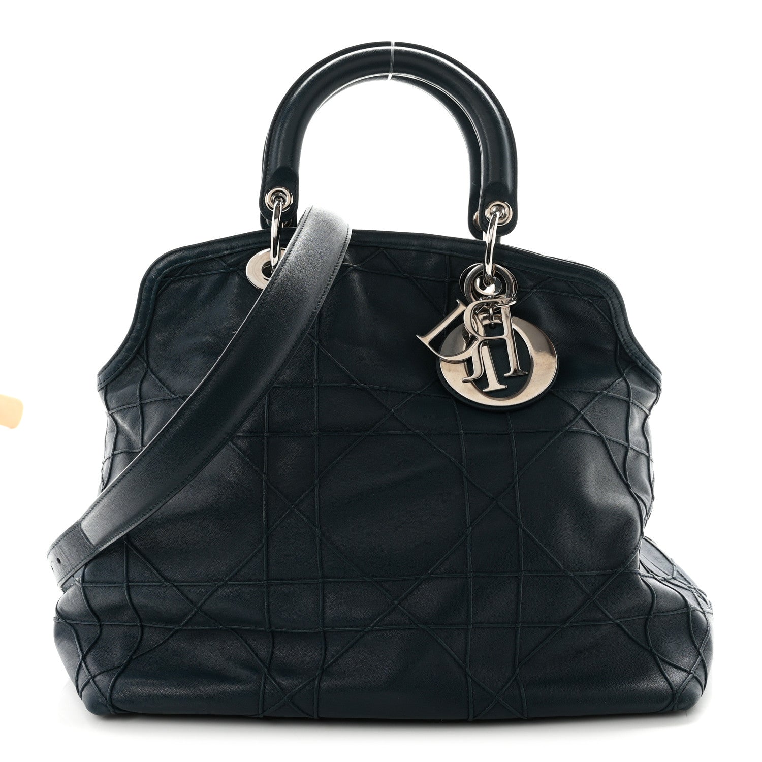 Christian Dior Lambskin Cannage Granville Polochon Blue 1 of 10