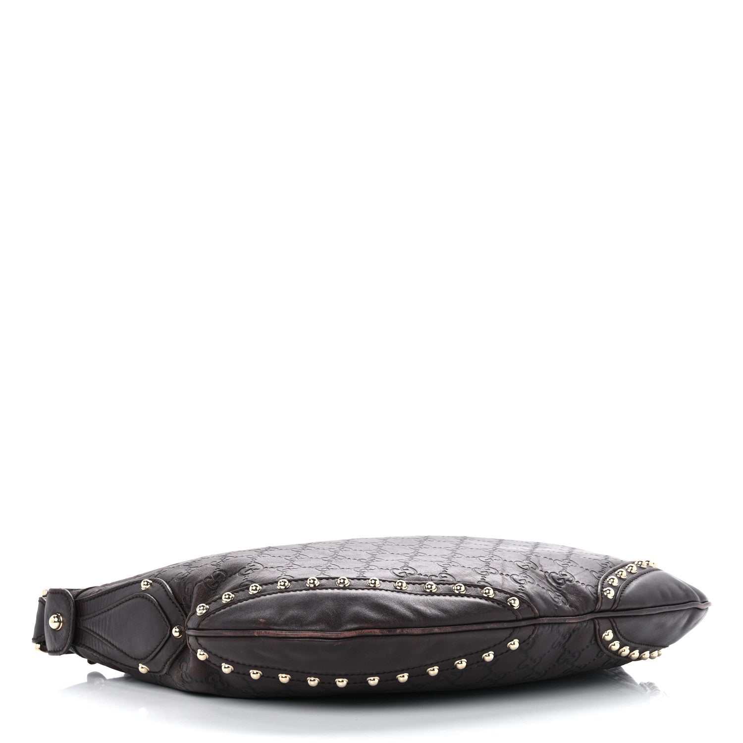 Gucci Calfskin Embossed Monogram Studded Pelham Messenger Bag Dark Brown 4 of 14