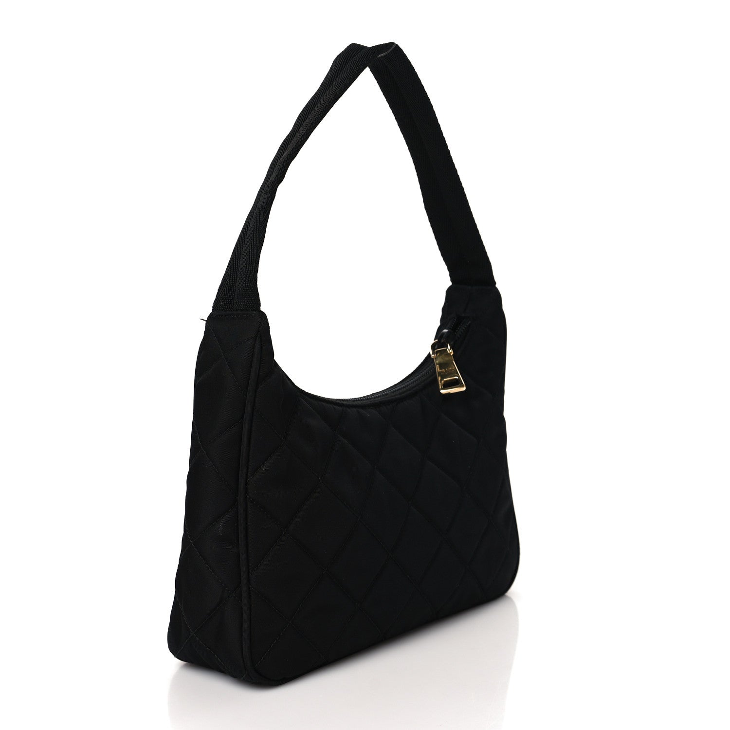 Prada Tessuto Nylon Stitched Shoulder Bag Black 3 of 12