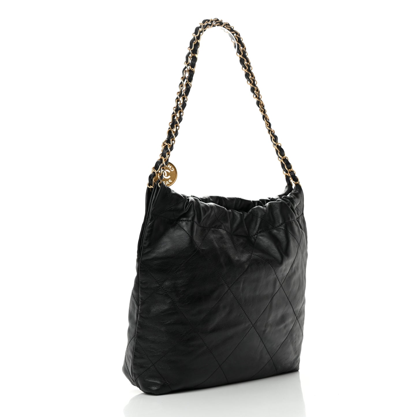 Shiny Calfskin Quilted Small Chanel 22 Black