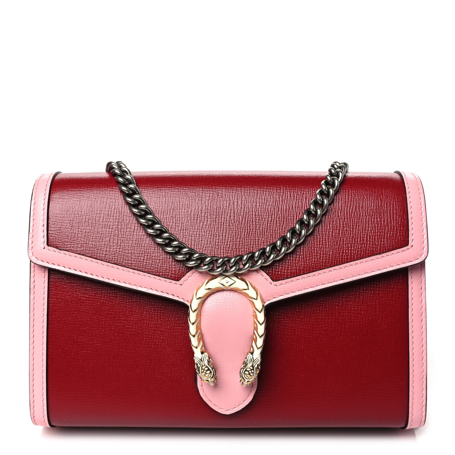 Azalea Calfskin Enamel Mini Dionysus Chain Wallet New Cherry Red Wild Rose Off White