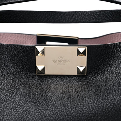 Valentino Garavani Grained Calfskin Small Rockstud Flip Lock Tote Black Rose Quartz 6 of 8