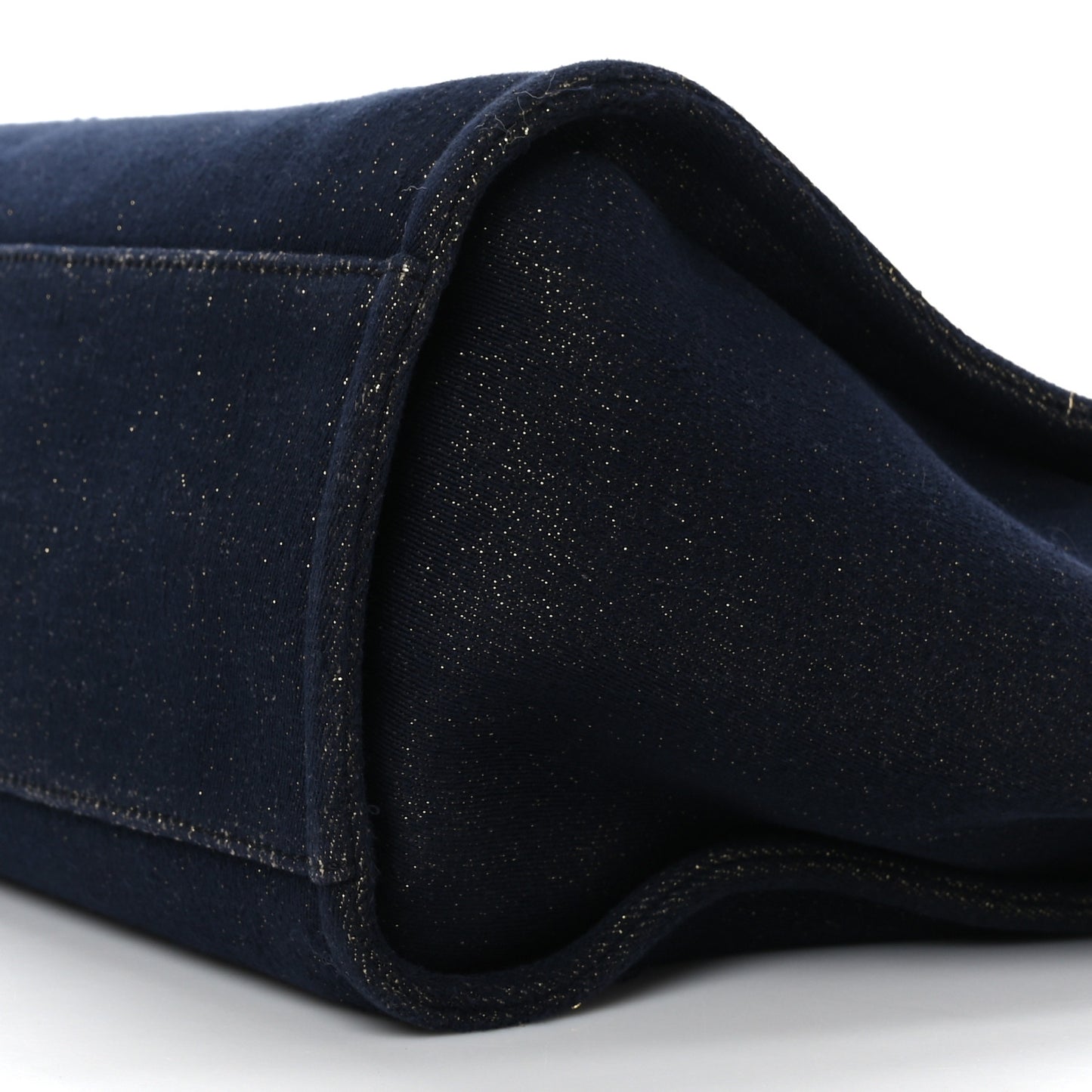 Lurex Canvas Medium Deauville Tote Navy Blue Gold