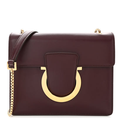 Salvatore Ferragamo Calfskin Thalia Flap Shoulder Bag Wine 1 of 9