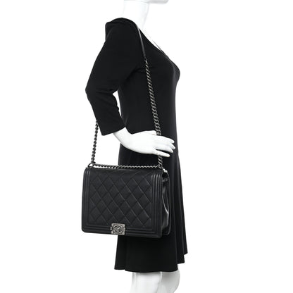 Chanel Calfskin Double Stitch Large Boy Flap Black 2 of 10