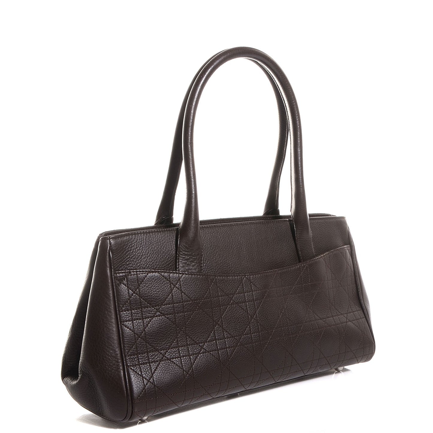 Leather Cannage Stitched Small Tote Brown
