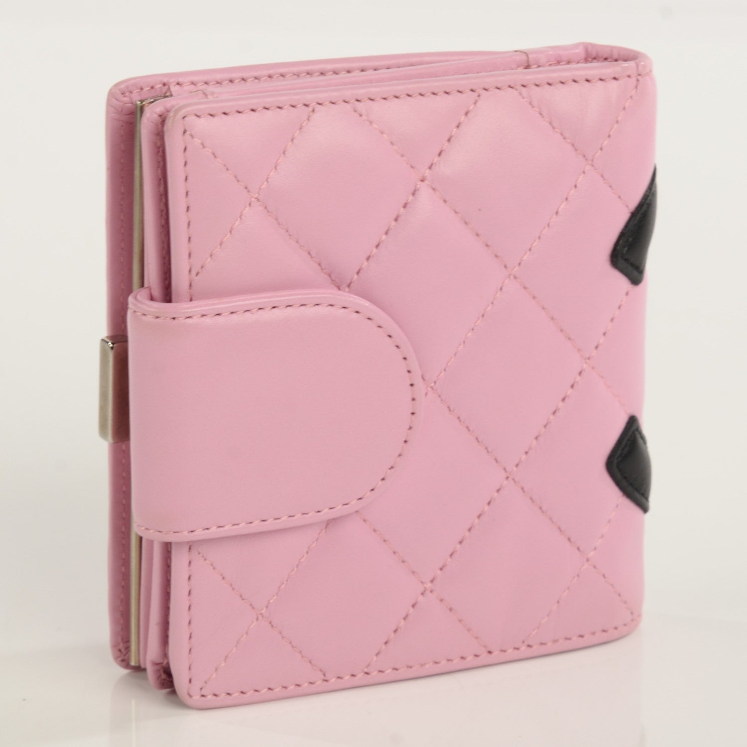 Chanel Calfskin Quilted Cambon Bi-Fold Wallet Pink Black 3 of 8
