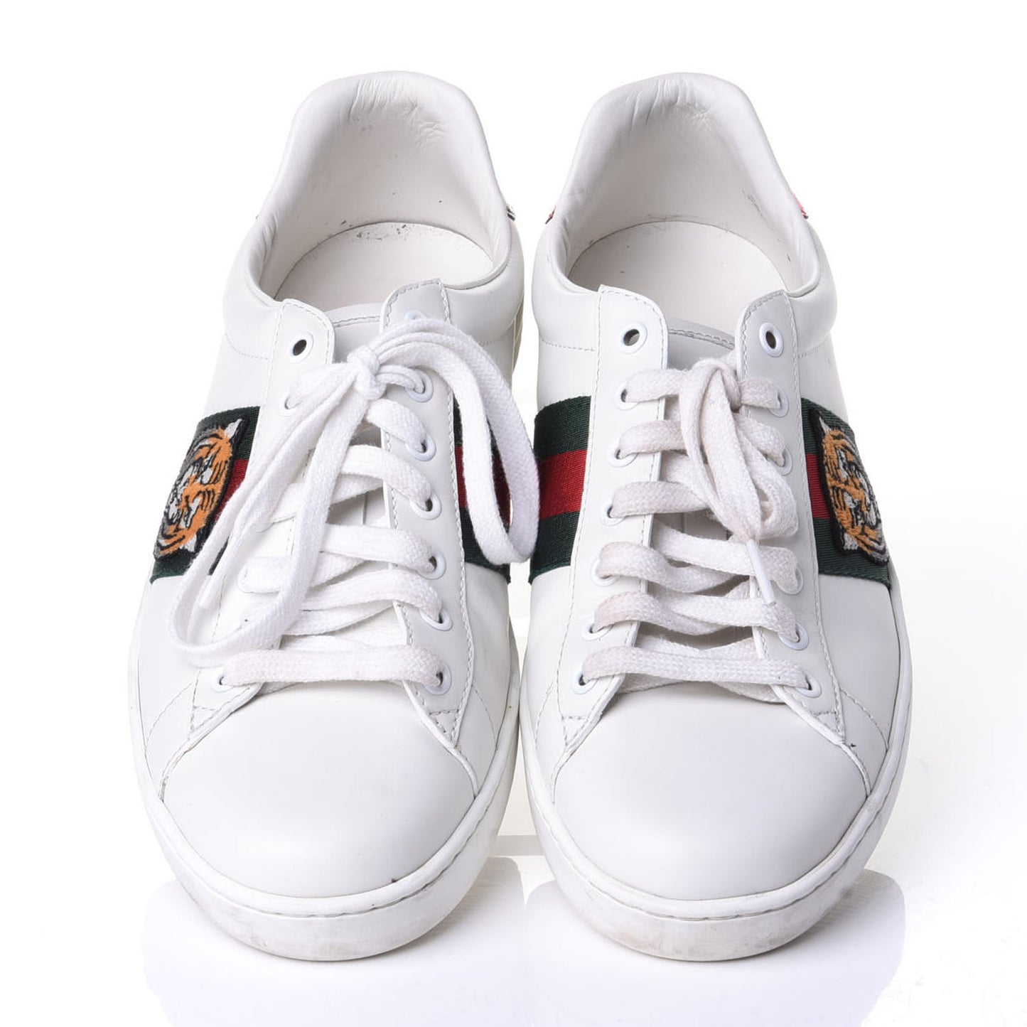Calfskin Ayers Web Tiger Embroidered Mens Ace Sneakers 8 White Green Red