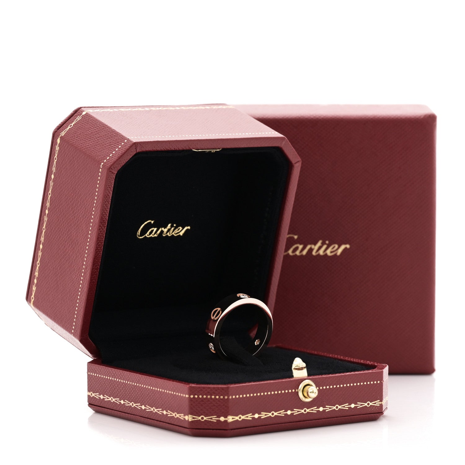 Cartier 18K Pink Gold 3 Diamond 5.5mm LOVE Ring 57 8 5 of 5