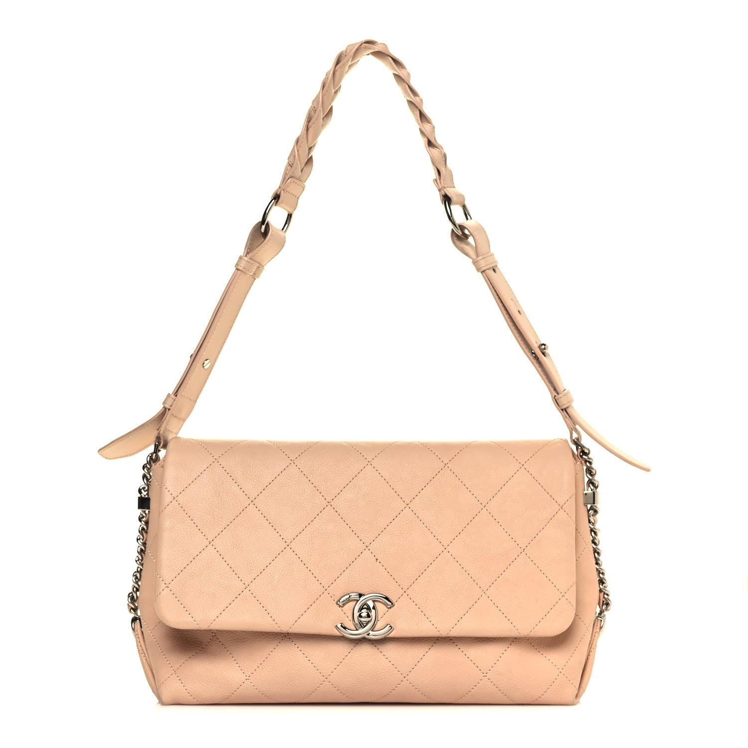 Chanel Grained Calfskin Stitched Small Braided With Style Flap Beige 1 of 14