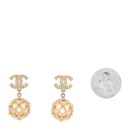 Chanel Pearl CC Drop Earrings Gold Pearly White 2 of 4