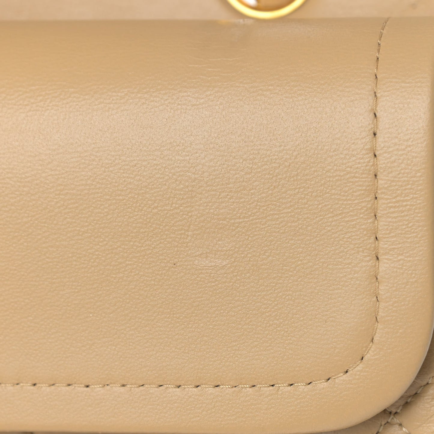 Lambskin Quilted Medium Double Flap Beige