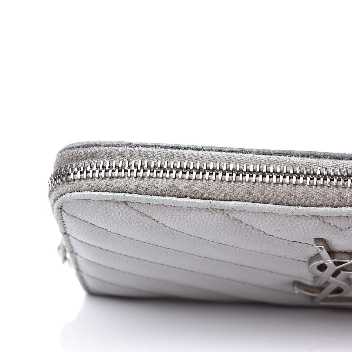 Grain De Poudre Matelasse Chevron Monogram Zip Around Wallet Granite