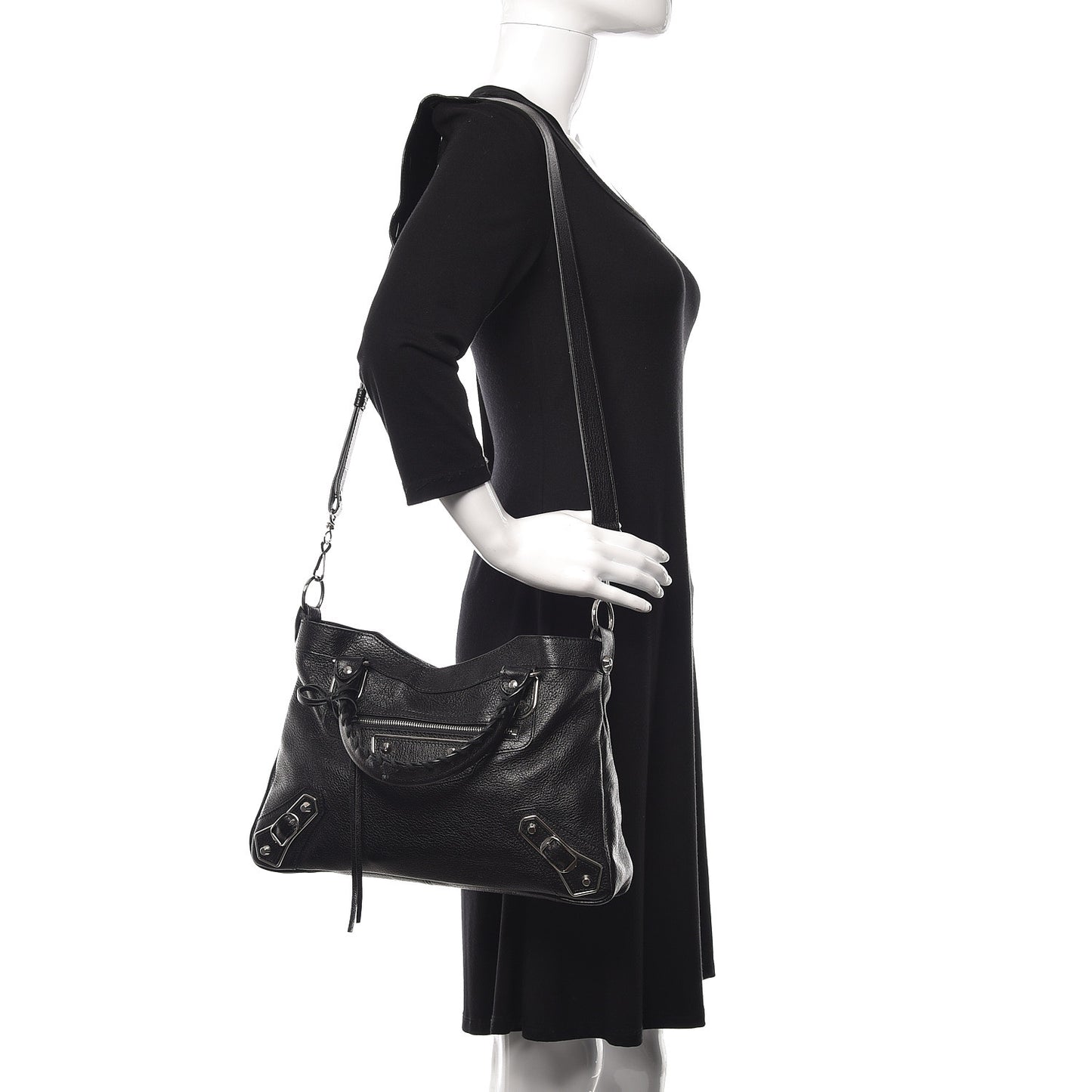 Chevre Silver Metallic Edge Hardware Town Black