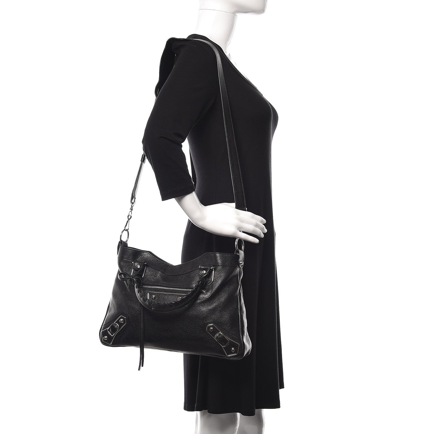 Balenciaga Chevre Silver Metallic Edge Hardware Town Black 3 of 13