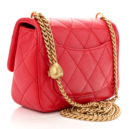Chanel Shiny Lambskin Quilted Mini Sweetheart Flap Dark Red 4 of 10