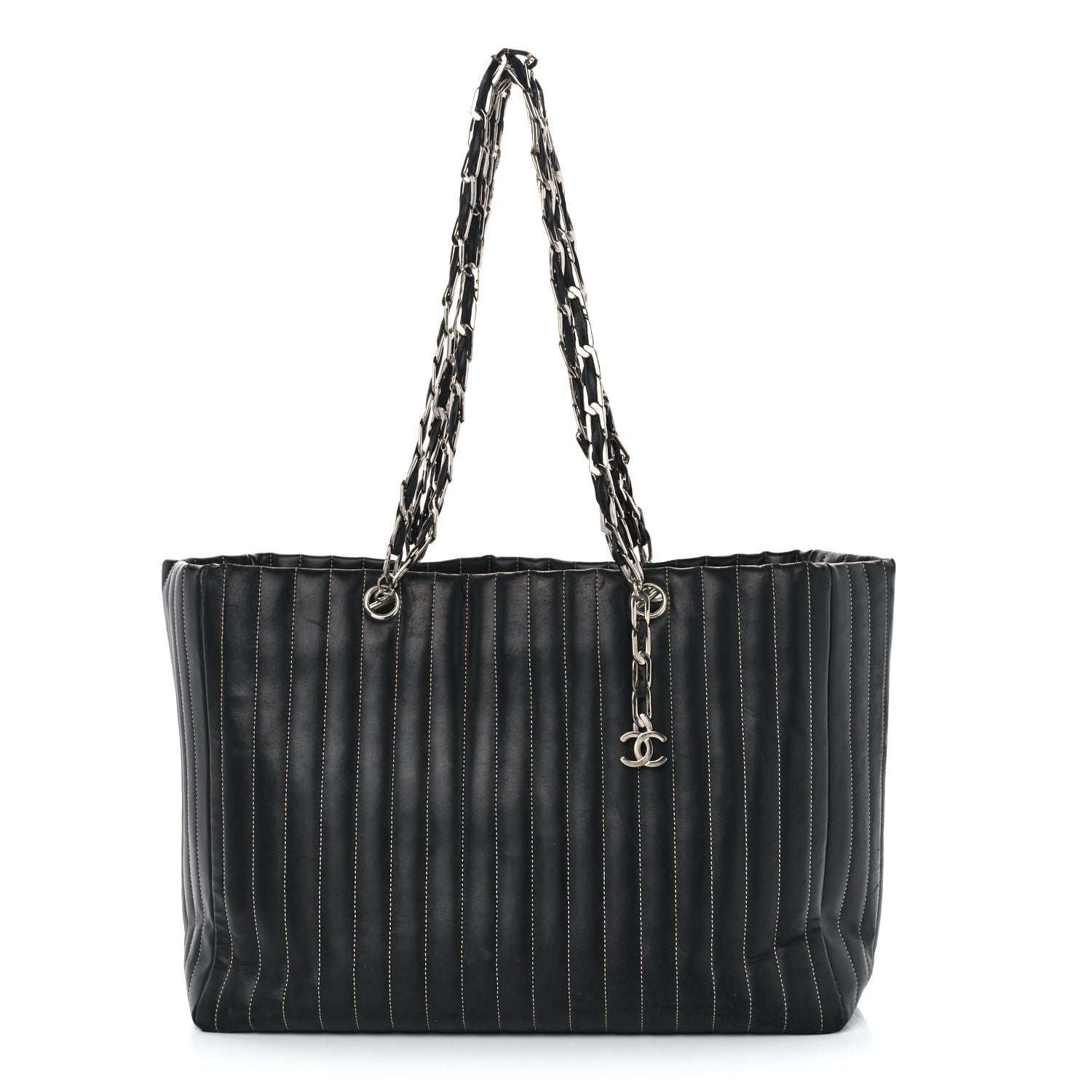 Chanel Lambskin Vertical Quilted Large Mademoiselle Tote Black 1 of 20