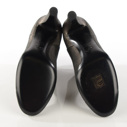 Chanel Metallic Lambskin CC Cap Toe Ankle Boots 38.5 Argent Fonce Black 9 of 15