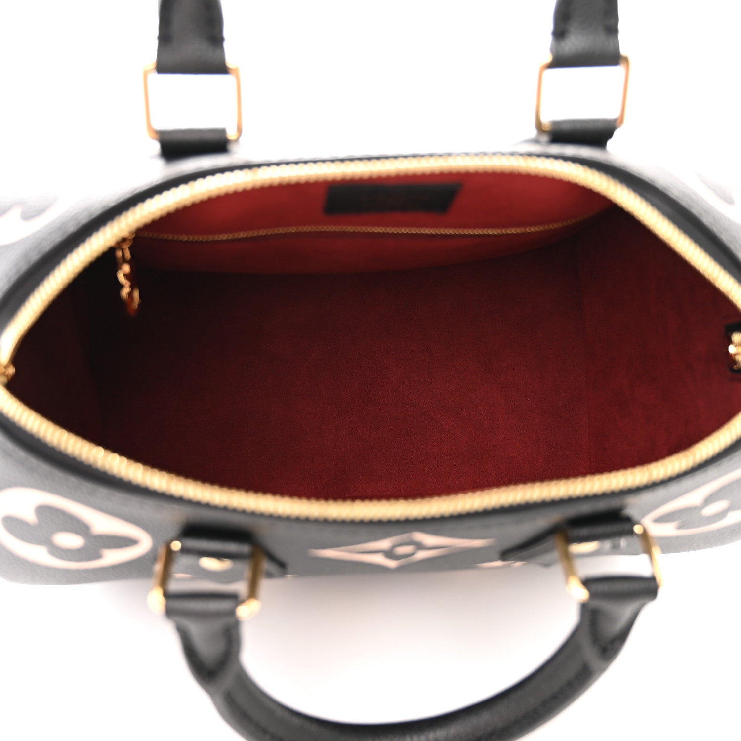 Louis Vuitton Empreinte Monogram Giant Speedy Bandouliere 25 Black Beige 5 of 9