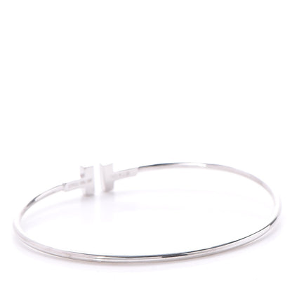 Tiffany 18K White Gold Narrow T Wire Bracelet 3 of 6