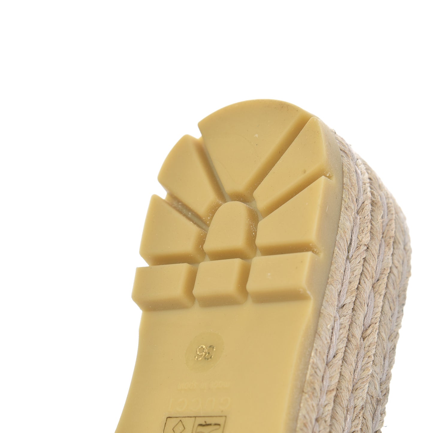Nappa Matelasse GG Marmont Platform Espadrille Slide Sandals 36 Cognac