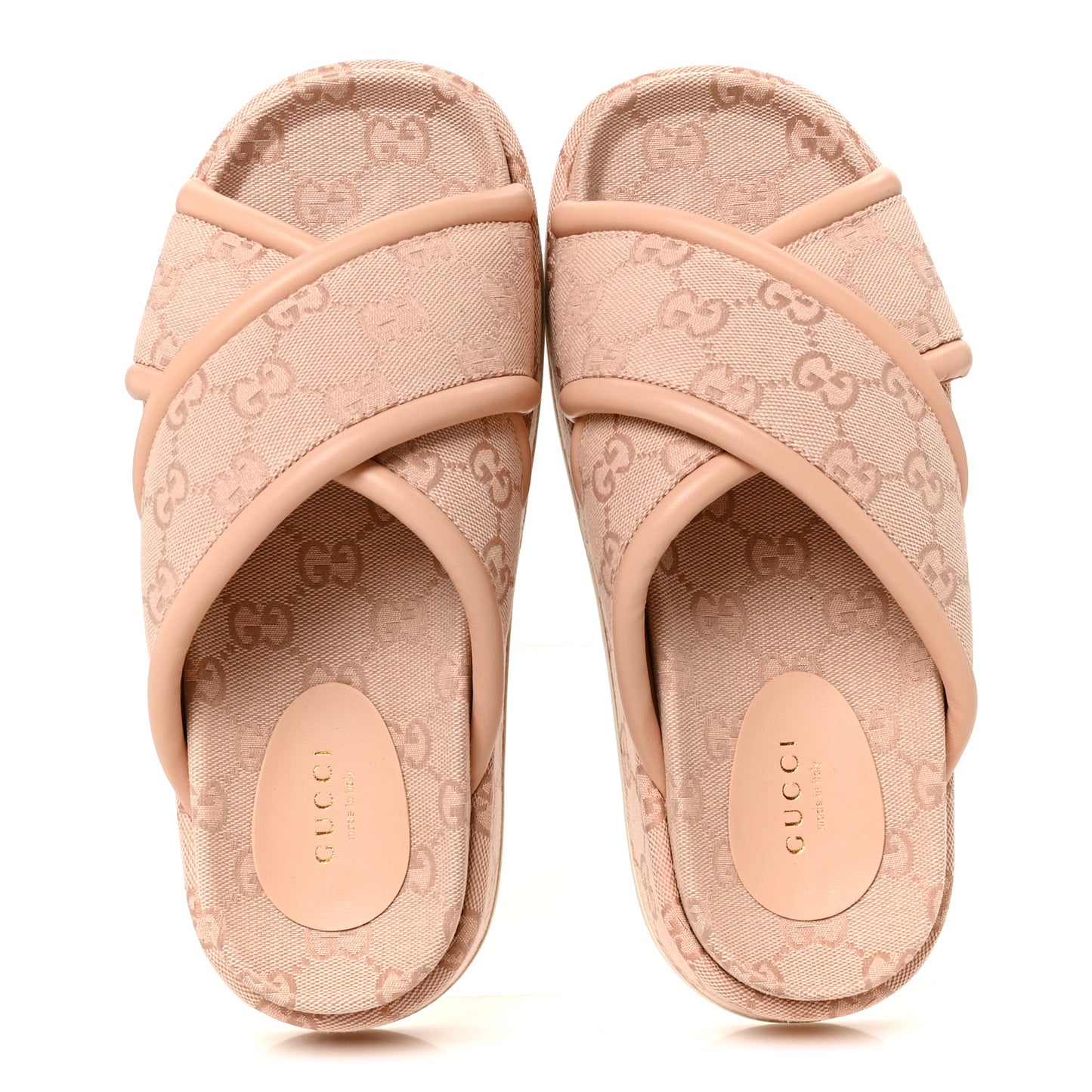 Monogram GG Calfskin Angelina Platform 55mm Slide Sandals 37 Light Pink