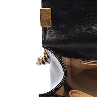 Chanel Aged Glazed Calfskin Quilted Large Boy Flap Black 9 of 16