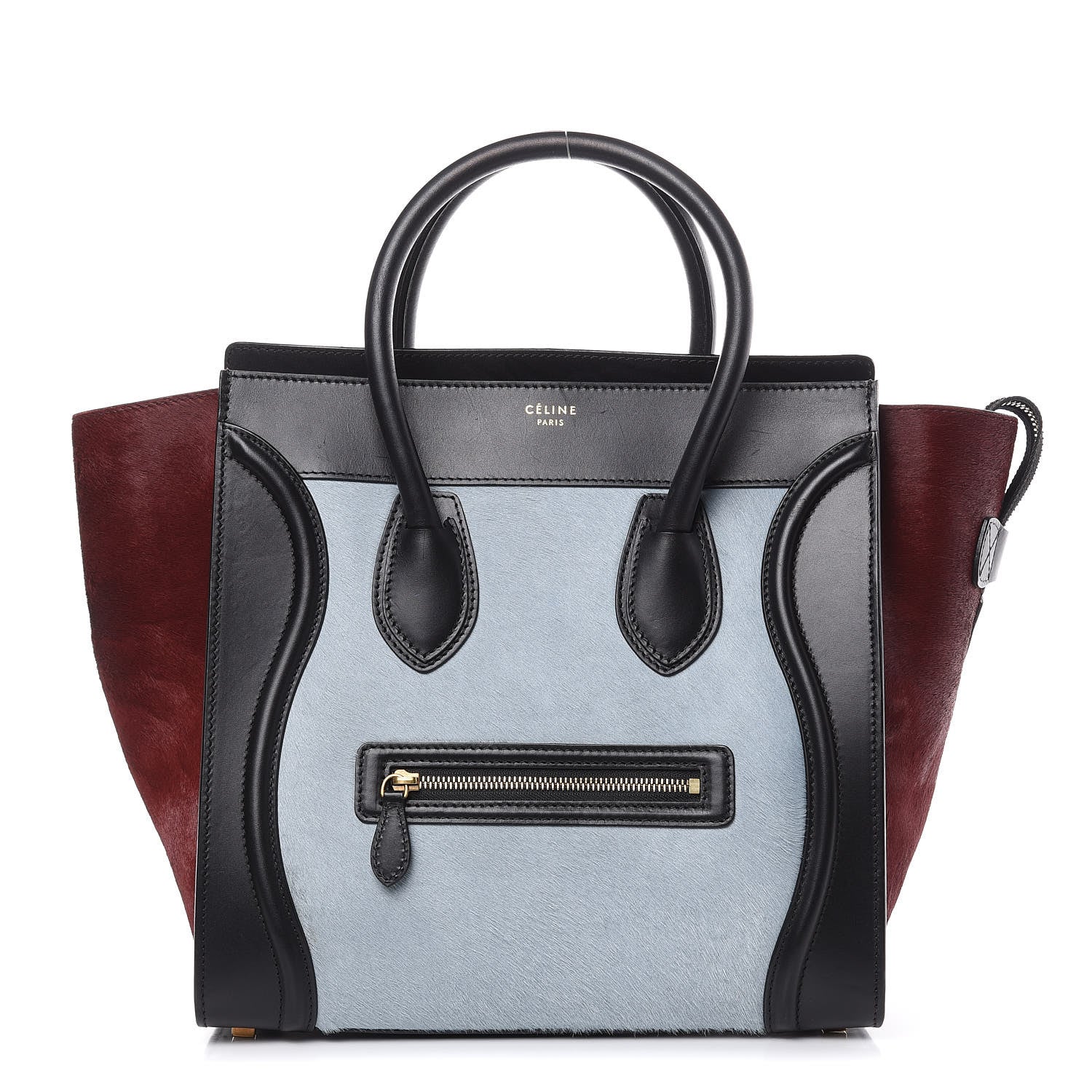 Celine Pony Hair Mini Tri-Color Luggage Baby Blue Burgundy Black 1 of 16