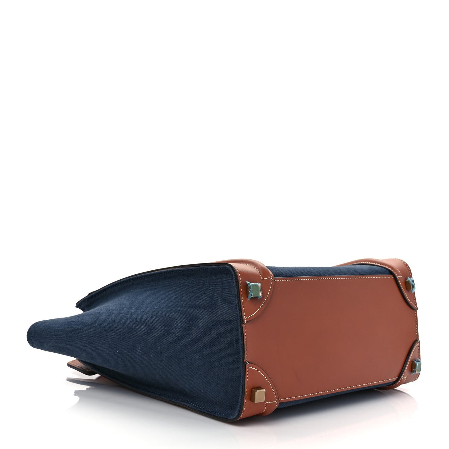 Textile Smooth Calfskin Micro Luggage Navy Tan
