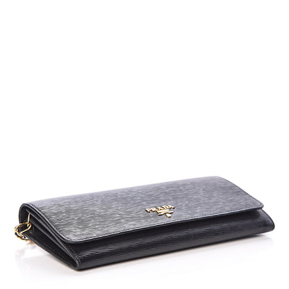 Prada Vitello Move Metal Oro Chain Wallet Black 4 of 9