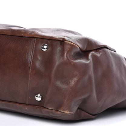 Prada Soft Calf Pleated Two Pocket Hobo Bruciato 10 of 19