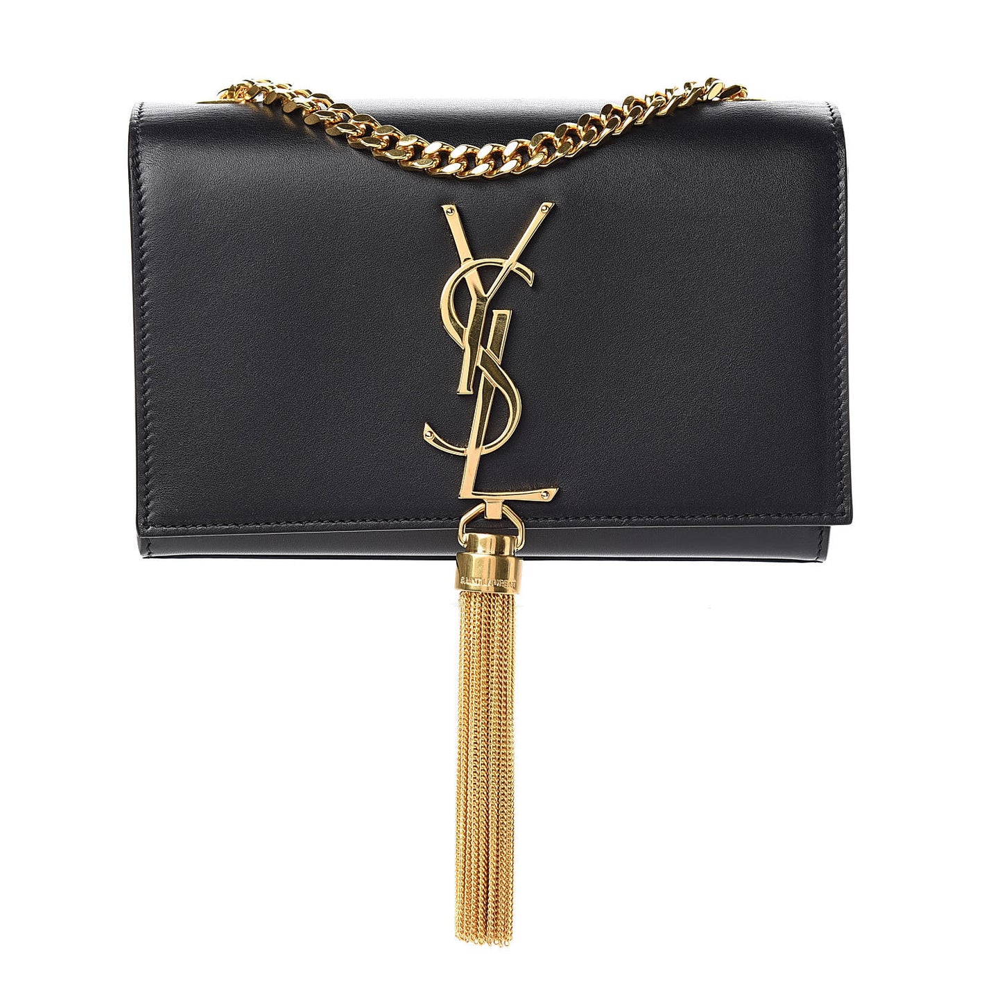 Calfskin Small Classic Monogram Kate Tassel Satchel Black