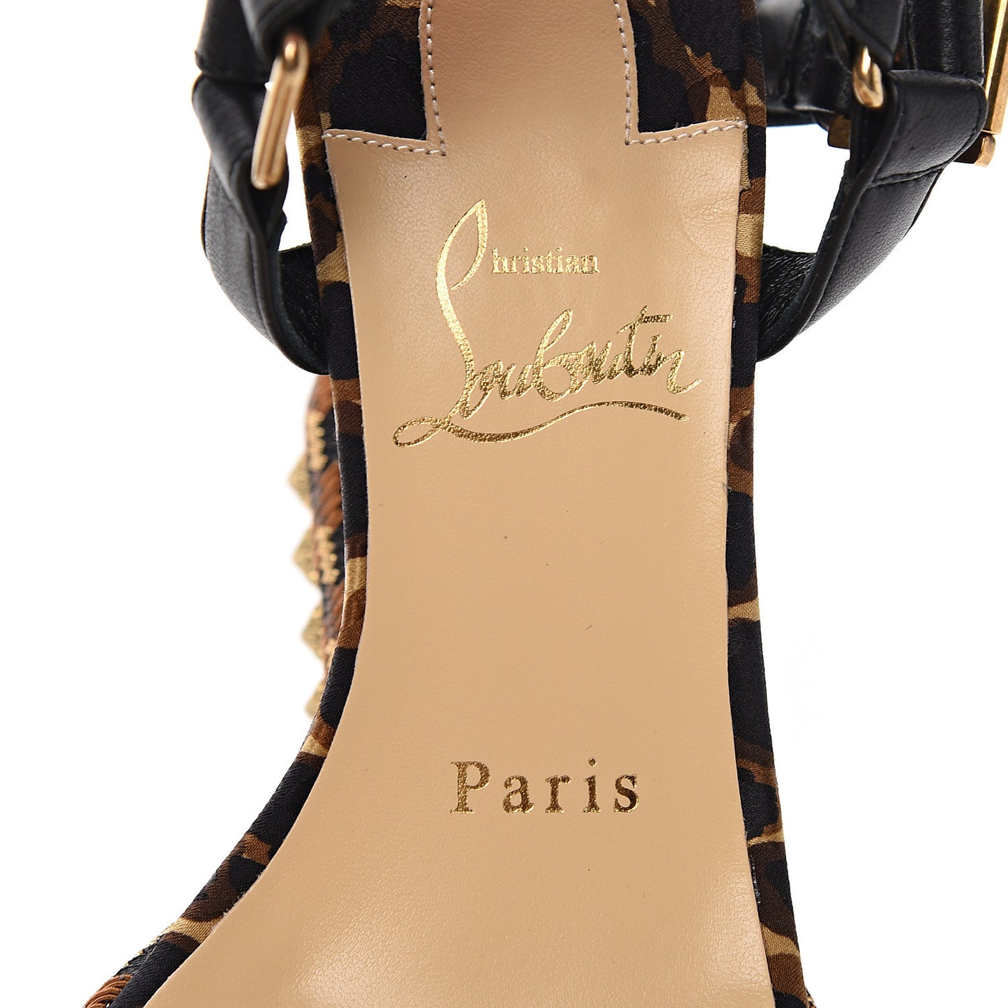 Nappa Silk Leopard Pira Ryad 110 Wedge Sandals 35 Black Marron