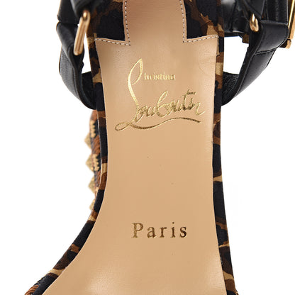Christian Louboutin Nappa Silk Leopard Pira Ryad 110 Wedge Sandals 35 Black Marron 7 of 8