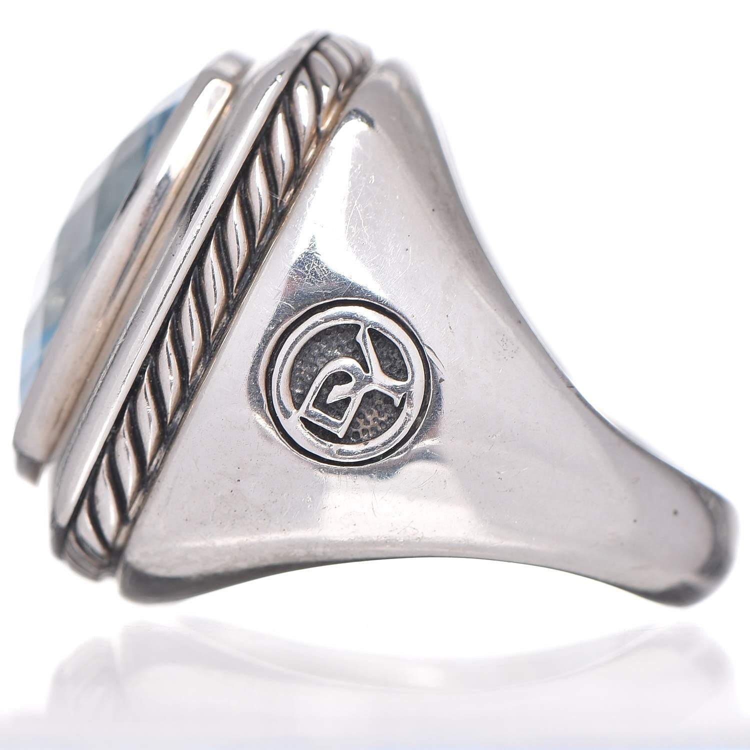 David Yurman Sterling Silver Blue Topaz 16mm Albion Statement Ring 52 6 4 of 7